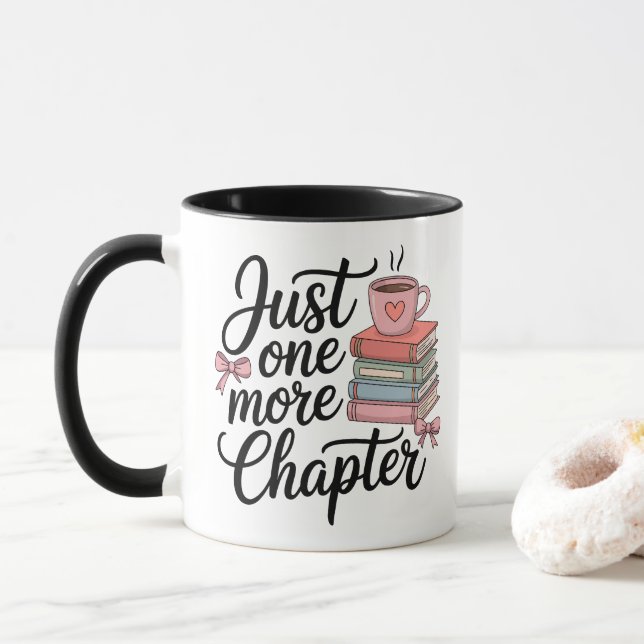 Just One More Chapter – Cozy Bookworm Design Mug (With Donut)