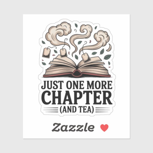 Just One More Chapter Cozy Reading Book and Tea Sticker (Sheet)