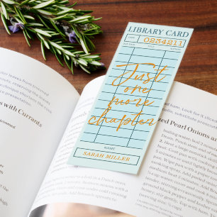 Just one more chapter Custom Library Card Bookmarks
