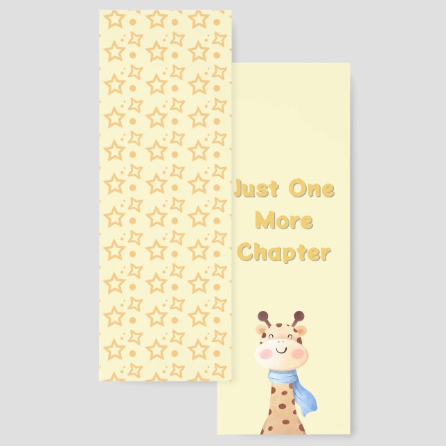Just One More Chapter Cute Giraffe Bookmark (Front & Back)