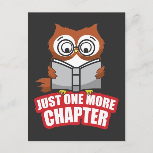 Just One More Chapter Cute Owl Reader Postcard