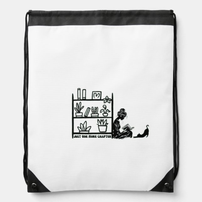 Just One More Chapter Drawstring Bag (Front)