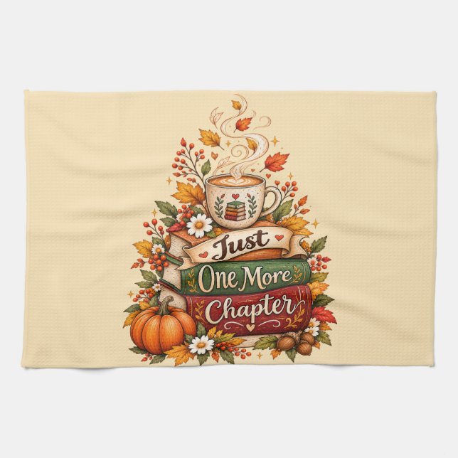  Just One More Chapter - Fall Book Lover Planner Kitchen Towel (Horizontal)