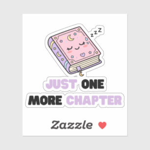 Just One More Chapter Funny Sleepy Book Vector Sticker