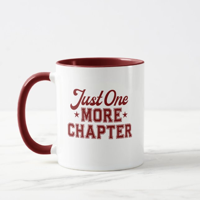 Just One More Chapter Mug Maroon Bookworm (Left)