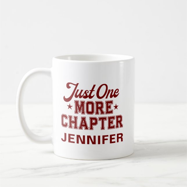 Just One More Chapter Mug Maroon Bookworm (Left)
