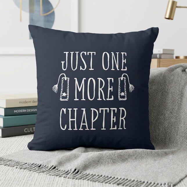 Just One More Chapter Navy Blue Book Lover Throw Pillow (Creator Uploaded)