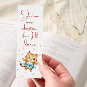 Just One More Chapter Orange Tabby in Blue Dress Bookmarks