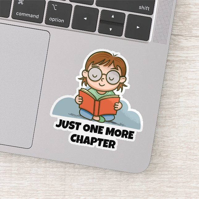 Just One More Chapter, Reading Book Worm Sticker (Detail)