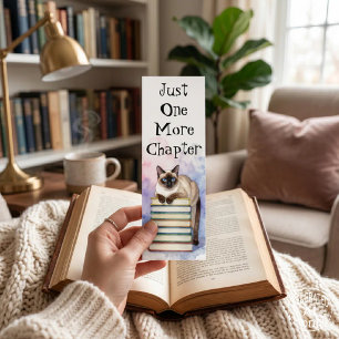 Just One More Chapter Siamese Cat Watercolor Bookmarks