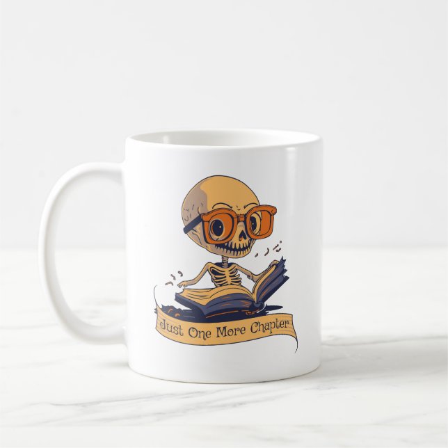 Just One More Chapter Skeleton Coffee Mug (Left)