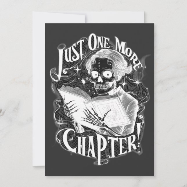 Just One More Chapter Skeleton Reader Funny  Thank You Card (Front)