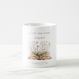 Just One More Chapter Watercolor Floral Book Coffee Mug