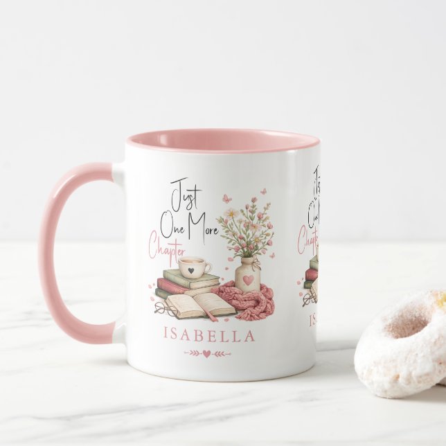 Just One More Chapter Wildflower Book Reader  Mug (With Donut)