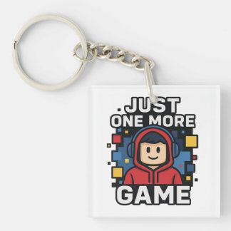 Just One More Game Gamer Sticker Keychain
