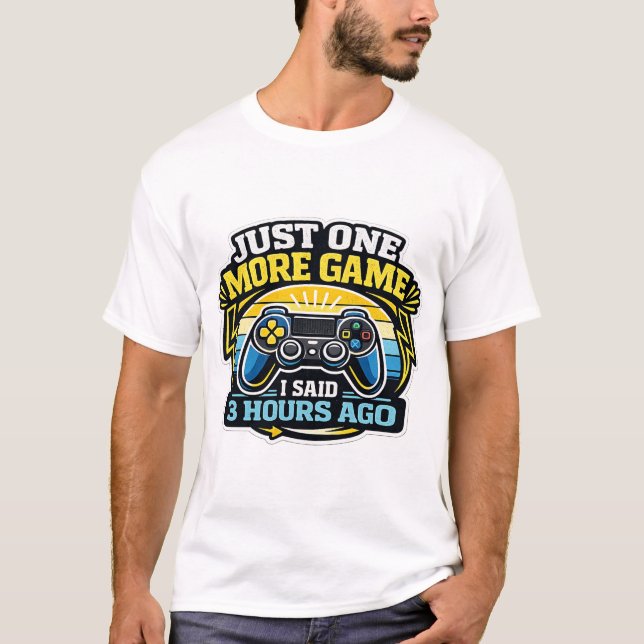 Just One More Game Retro Sunset T-Shirt (Front)