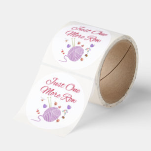 Just One More Row Knitting Art Classic Round Sticker