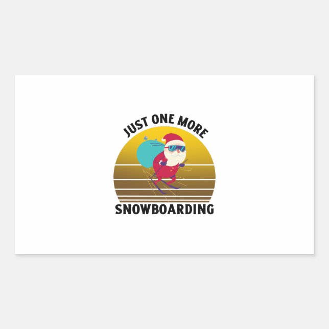 Just one more snowboarding santa rectangular sticker (Front)