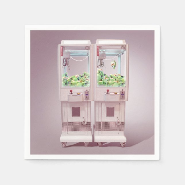 Just One More Try: Kawaii Pink Claw Machine Art Napkins (Front)