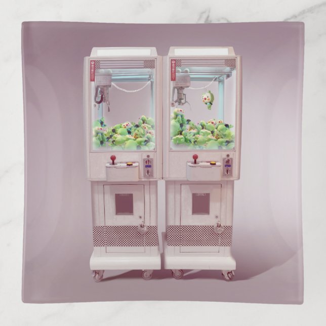 Just One More Try: Kawaii Pink Claw Machine Art Trinket Tray (Front)