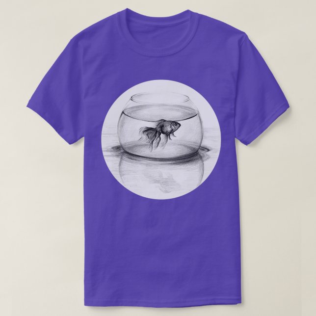 Just one wish Goldfish in a bowl pencil drawing T-Shirt (Design Front)