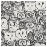 just owls black white fabric