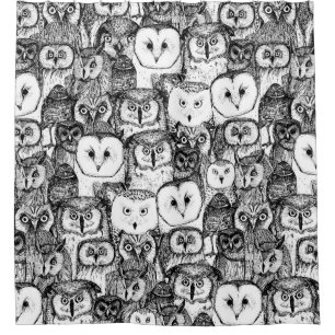 just owls black white shower curtain