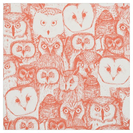 just owls flame orange fabric