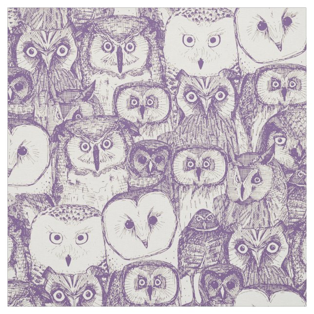 just owls purple cream fabric (Swatch)