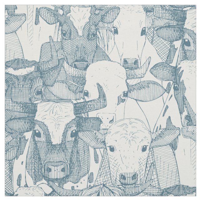 just ox bluestone white fabric (Swatch)