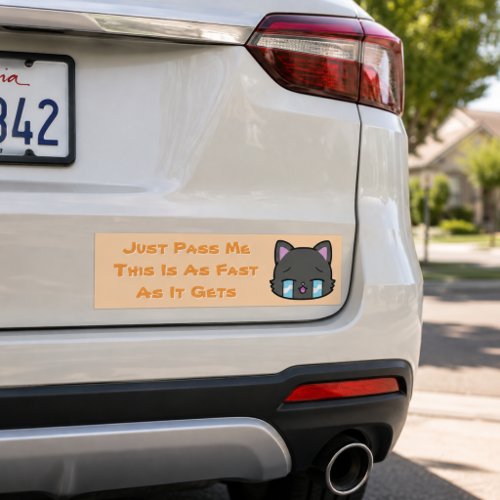 Just Pass Me Cute Crying Cat Slow Driver Quote Art Bumper Sticker