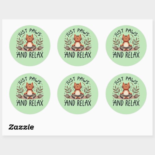 Just Paws and Relax Yoga Cat Classic Round Sticker