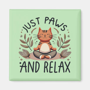 Just Paws and Relax Yoga Cat Magnet