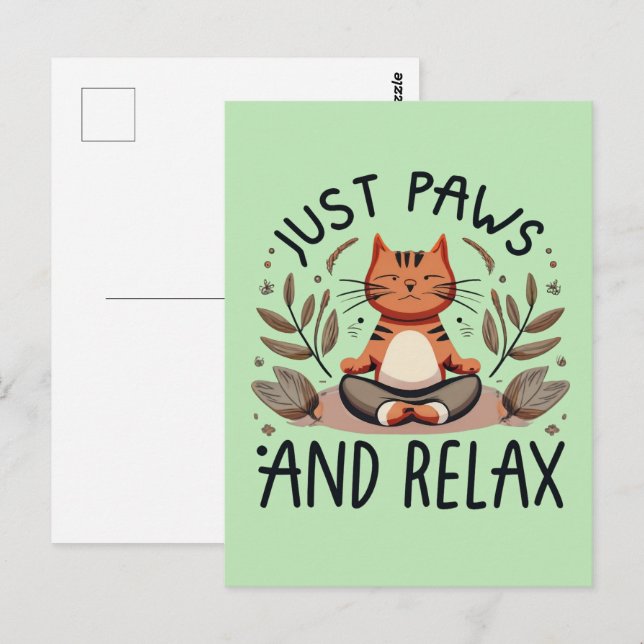Just Paws and Relax Yoga Cat Postcard (Front/Back)