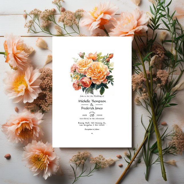 Just Peachy Floral Wedding Invitation (Creator Uploaded)
