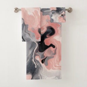 JUST PEACHY MARBLE SWIRL BATHROOM TOWEL SET