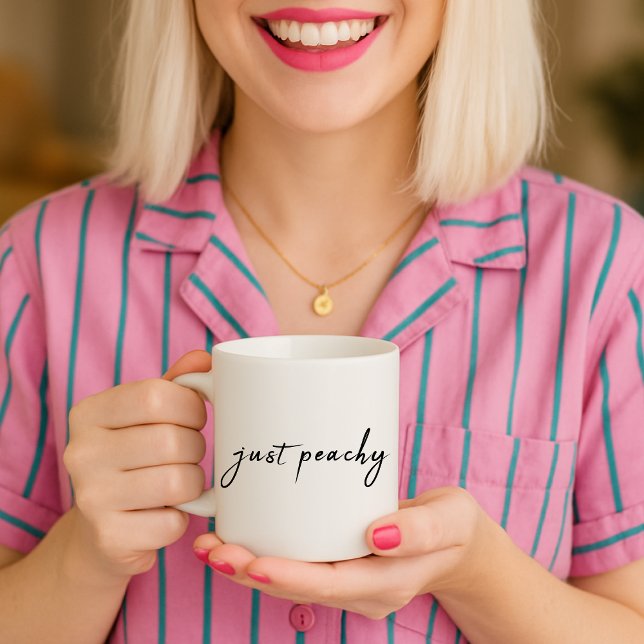 Just Peachy | Modern Minimalist Cute Script Coffee Mug (Creator Uploaded)