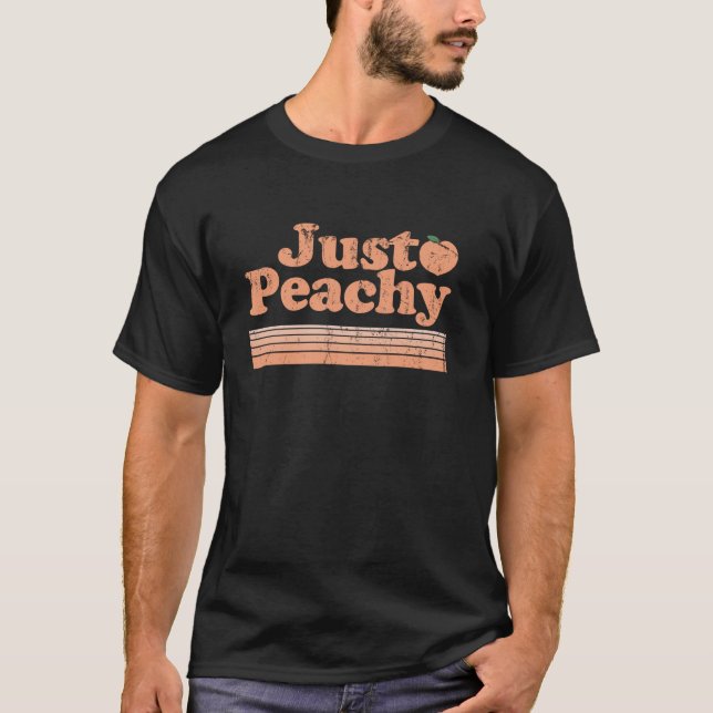 Just Peachy Retro 70s Georgia Peaches Summer Fruit T-Shirt (Front)
