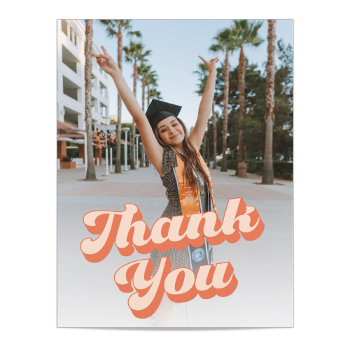 Just Peachy Retro Graduation Thank You Card by origamiprints at Zazzle
