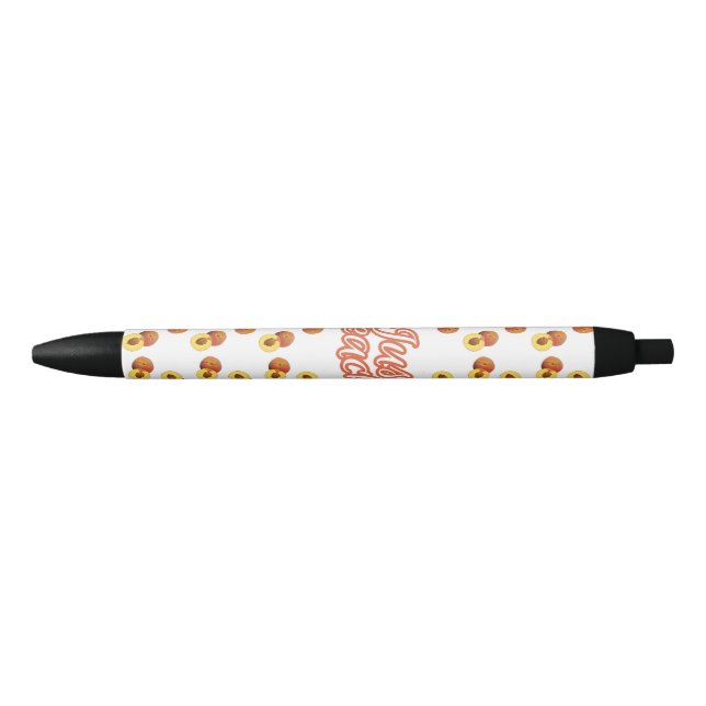 "Just Peachy" Typography on Peach Pattern Pen (Front)
