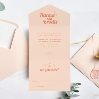 Just Peachy Wedding All In One Invitation by origamiprints at Zazzle