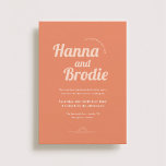 Just Peachy Wedding Invitation<br><div class="desc">A wedding invitation with retro orange typography is a stylish and unique choice for a special occasion. The bold, bright orange letters stand out against the light peach background, creating a striking visual contrast. The invitation is further enhanced by the addition of sun and flower design details, adding a touch...</div>