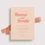 Just Peachy Wedding Invitation<br><div class="desc">A wedding invitation with retro orange typography is a stylish and unique choice for a special occasion. The bold, bright orange letters stand out against the light peach background, creating a striking visual contrast. The invitation is further enhanced by the addition of sun and flower design details, adding a touch...</div>