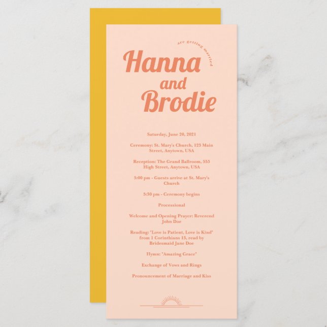 Just Peachy Wedding Program (Front/Back)
