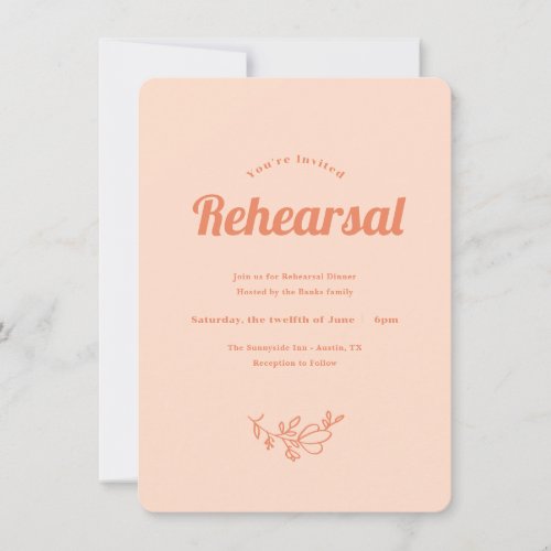 Just Peachy Wedding Rehearsal Invitation