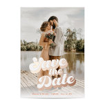 Just Peachy Wedding Save the Date Foil Invitation<br><div class="desc">A wedding save the date with a custom photo and rose gold foil printed retro style typography is a unique and stylish way to announce your upcoming nuptials to your friends and family. The custom photo is a special touch that adds a personal and sentimental element to the design, while...</div>