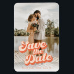Just Peachy Wedding Save the Date Magnet<br><div class="desc">A wedding save the date with a custom photo and peach colored retro style typography is a unique and stylish way to announce your upcoming nuptials to your friends and family. The custom photo is a special touch that adds a personal and sentimental element to the design, while the peach...</div>