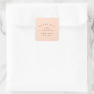 Just Peachy Wedding Thank You Classic Round Sticke Square Sticker