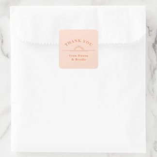 Just Peachy Wedding Thank You Classic Round Sticke Square Sticker