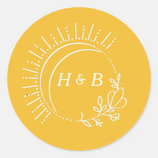 Just Peachy Wedding Thank You Classic Round Sticke Sticker